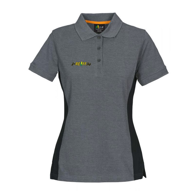 Polo T-Shirt mit Logo in grau/schwarz Lady L
